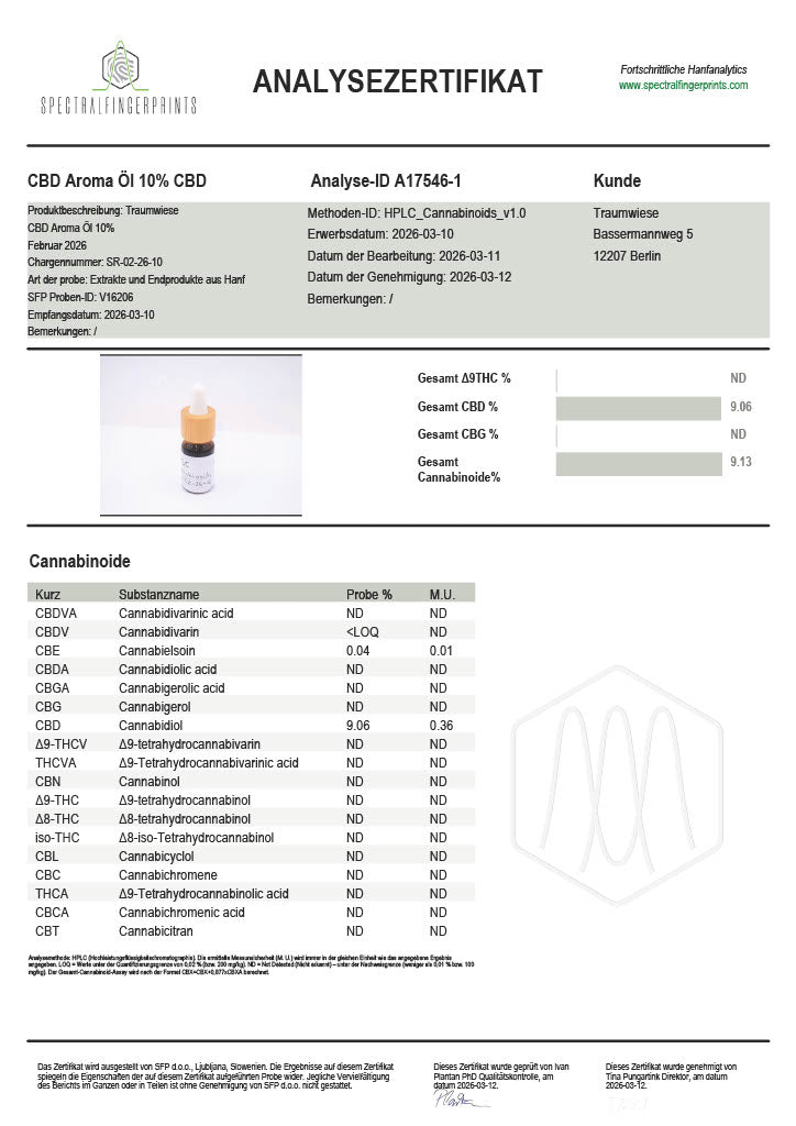 Traumwiese 10% CBD Aroma Öl 10ml